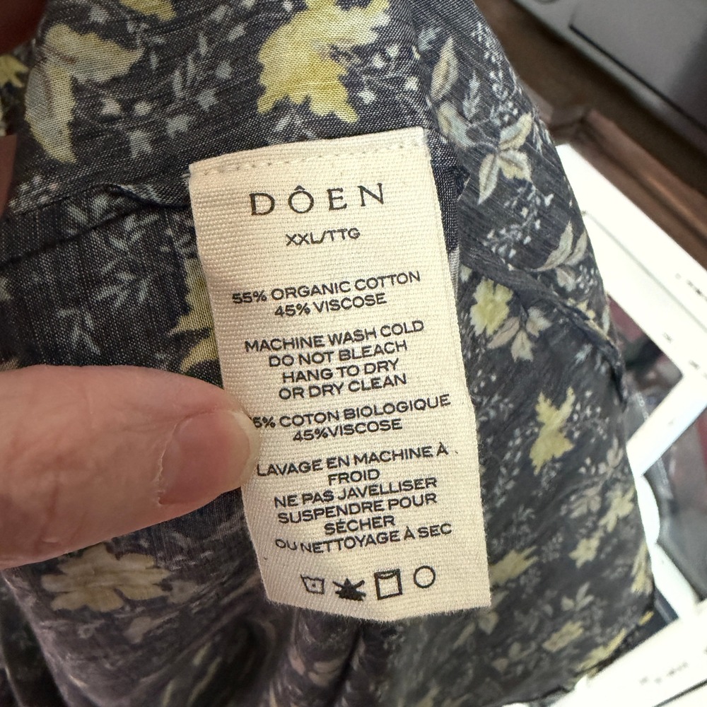 DOEN Charleston Noir Winding Blossoms Floral Midi Dress XXL Organic Cotton Boho - Picture 7 of 16